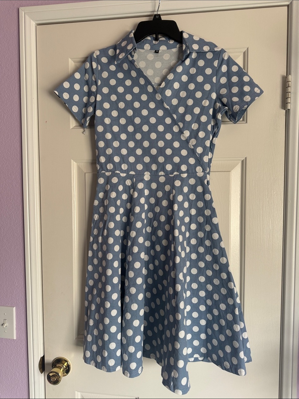 Blue Polka Dot Fit-and-Flare Dress